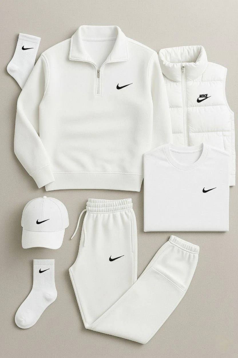 NK™ Winter Set – Fleece Tracksuit + Logo T-Shirt + Winter Puffer Jacket