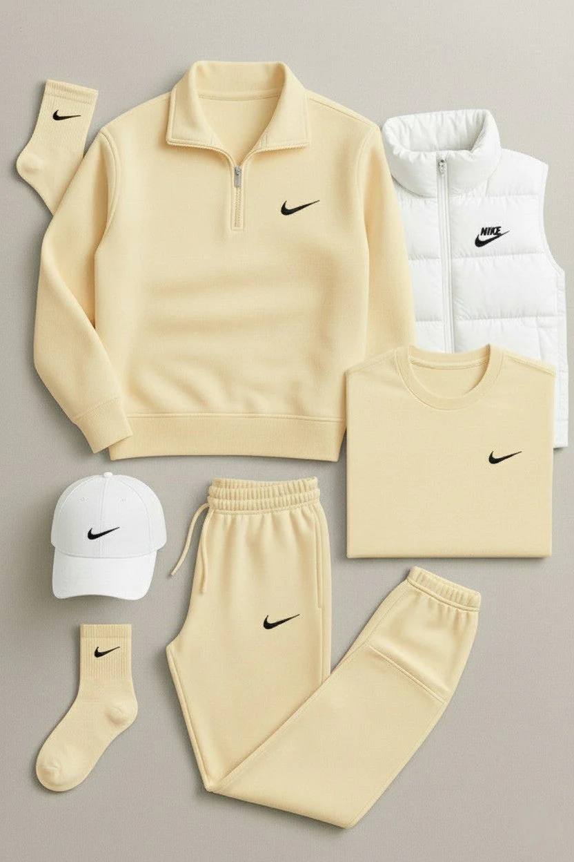 NK™ Winter Set – Fleece Tracksuit + Logo T-Shirt + Winter Puffer Jacket