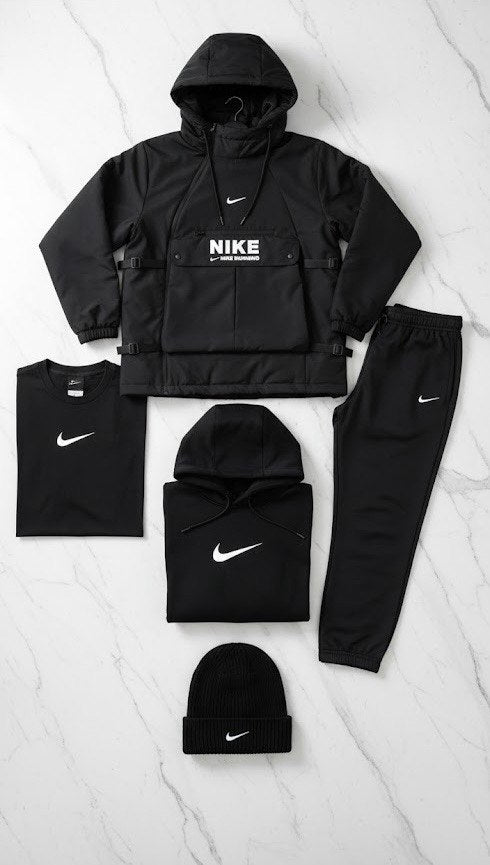 NK™ Winter Set – Jacket, Sweatshirt, Joggers, T-Shirt, Beanie – Premium Sportswear Style